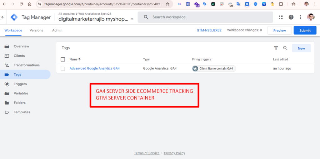 ga4 server side ecommerce tracking gtm server container 1