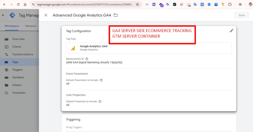ga4 server side ecommerce tracking gtm server container