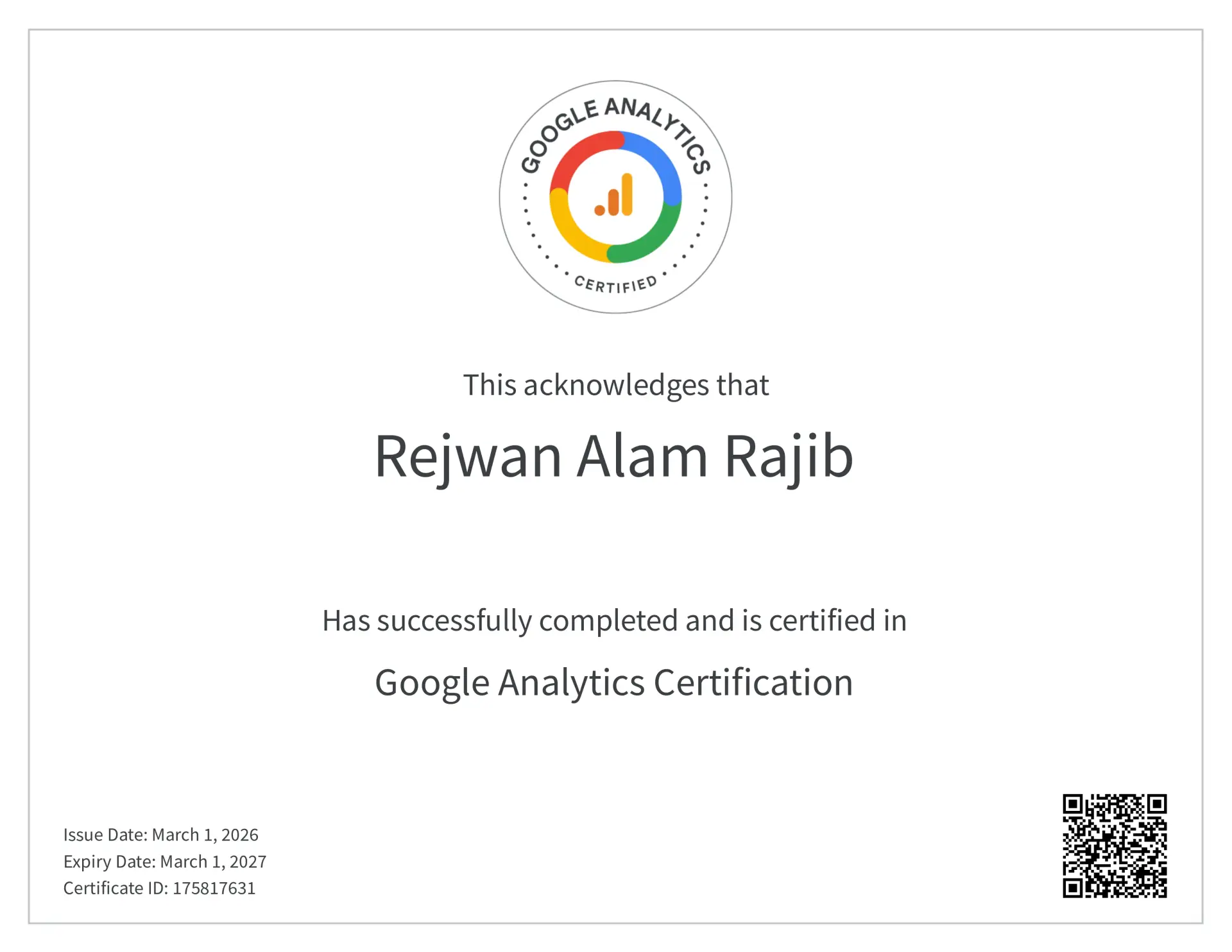 google analytics certification
