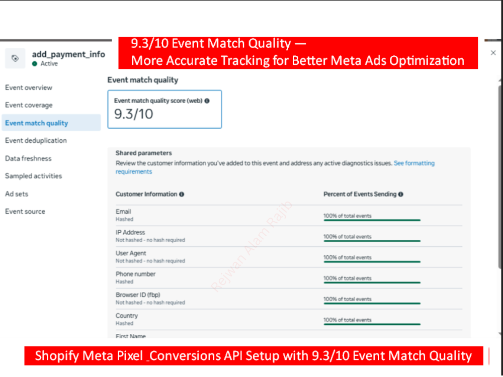 add payment info event match quality
